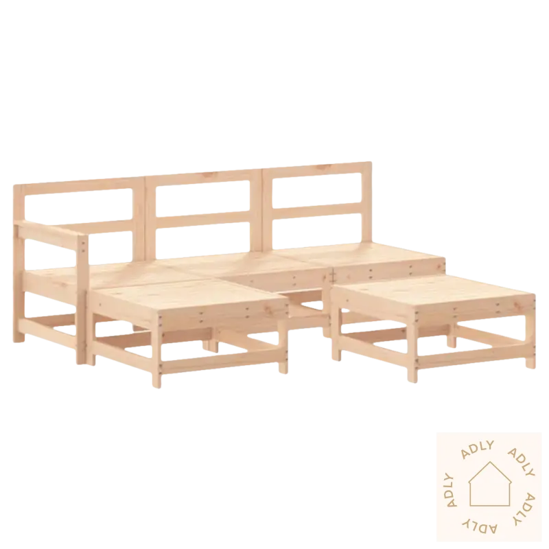 Unfinished heltre furu hagemøbler med modular sofa og ottomaner passer perfekt ute