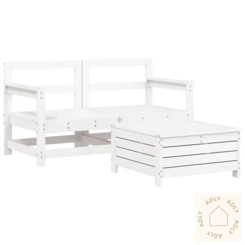Hagesofasett 3 Deler Hvit Heltre Furu