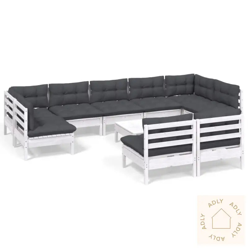 Hagesofagruppe Med Puter 10 Deler Hvit Heltre Furu