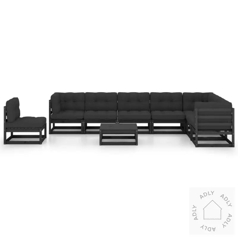Hagesofagruppe Med Puter 9 Deler Svart Heltre Furu
