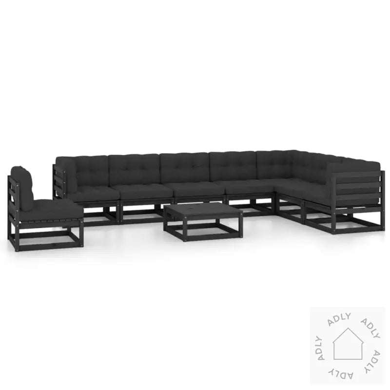 Hagesofagruppe Med Puter 9 Deler Svart Heltre Furu