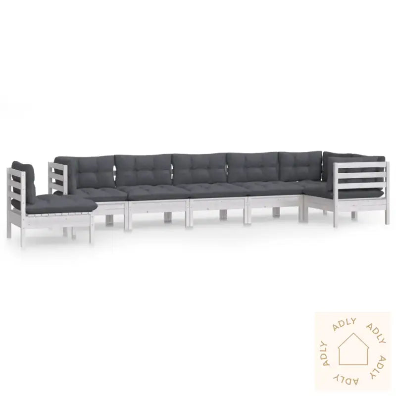 Hagesofagruppe Med Puter 8 Deler Hvit Heltre Furu