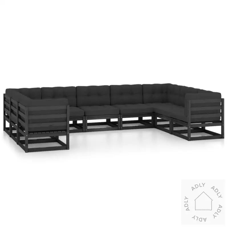 Hagesofagruppe Med Puter 9 Deler Svart Heltre Furu