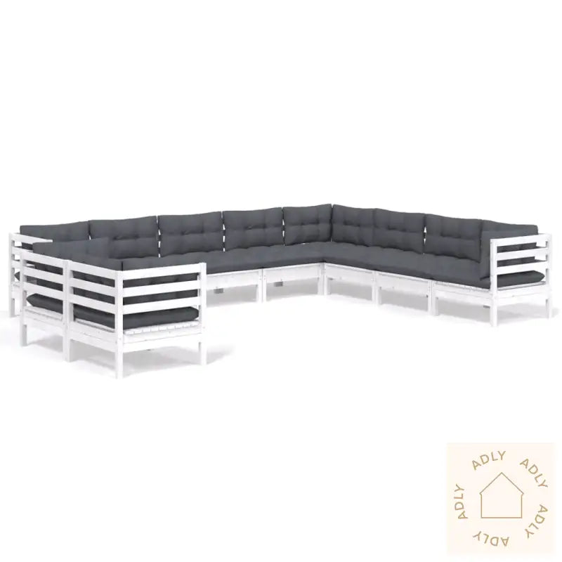 Hagesofagruppe Med Puter 10 Deler Hvit Heltre Furu
