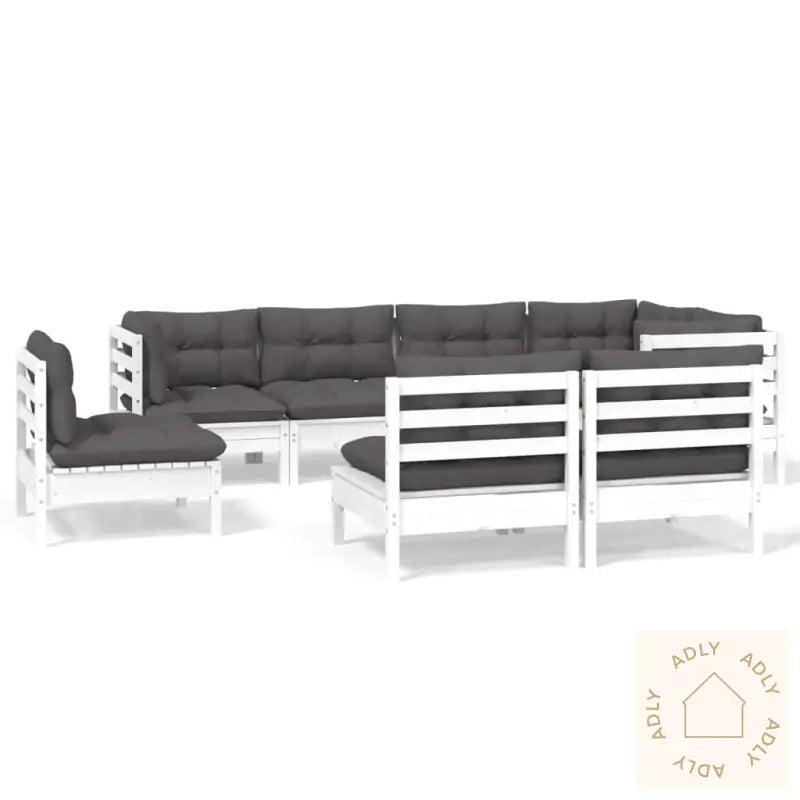 Hagesofagruppe Med Puter 8 Deler Hvit Heltre Furu