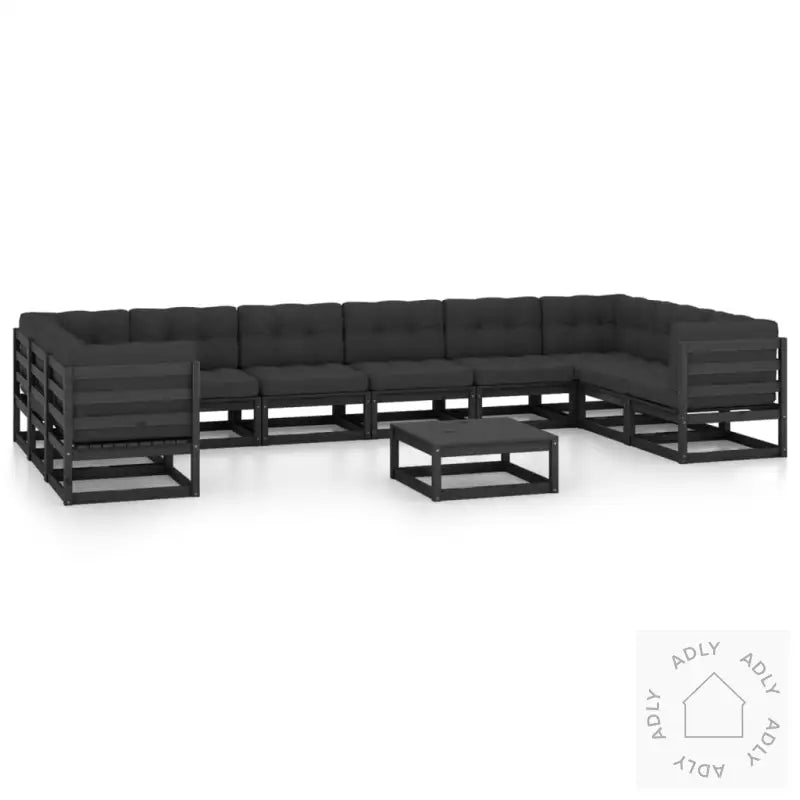 Hagesofagruppe Med Puter 11 Deler Svart Heltre Furu
