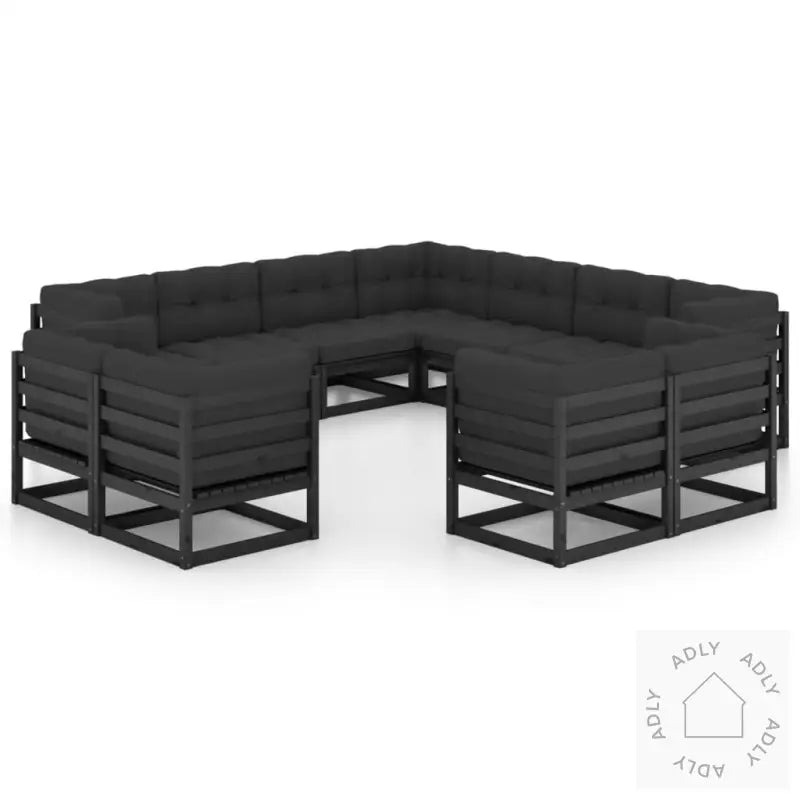 Hagesofagruppe Med Puter 11 Deler Svart Heltre Furu