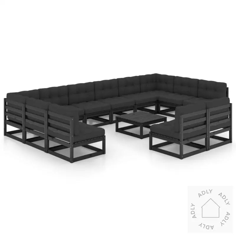 Hagesofagruppe Med Puter 13 Deler Svart Heltre Furu