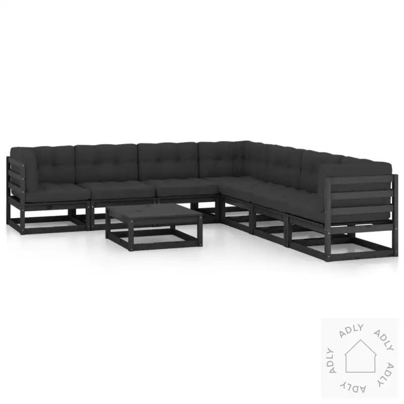Hagesofagruppe Med Puter 8 Deler Svart Heltre Furu