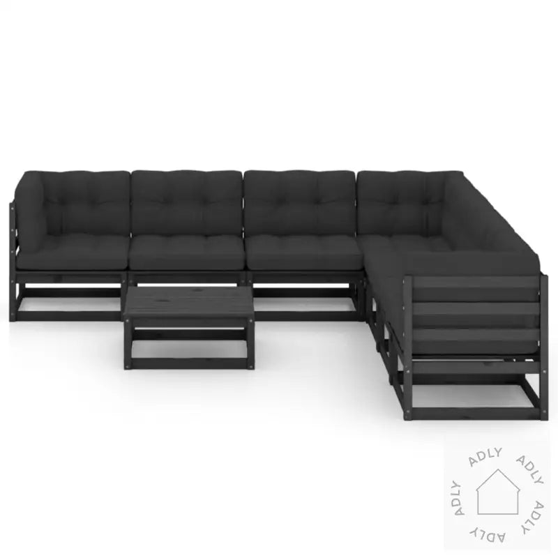 Hagesofagruppe Med Puter 8 Deler Svart Heltre Furu