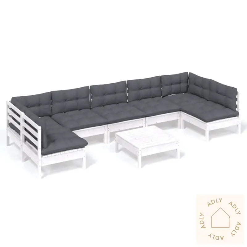 Hagesofagruppe Med Puter 8 Deler Hvit Heltre Furu