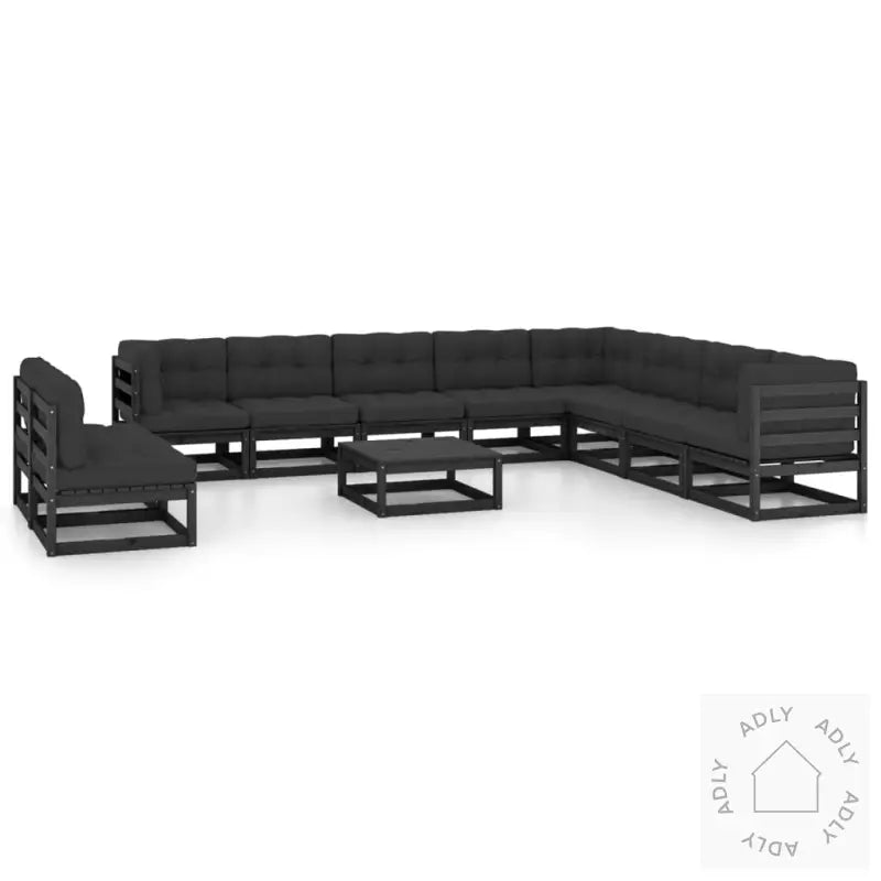 Hagesofagruppe Med Puter 11 Deler Svart Heltre Furu