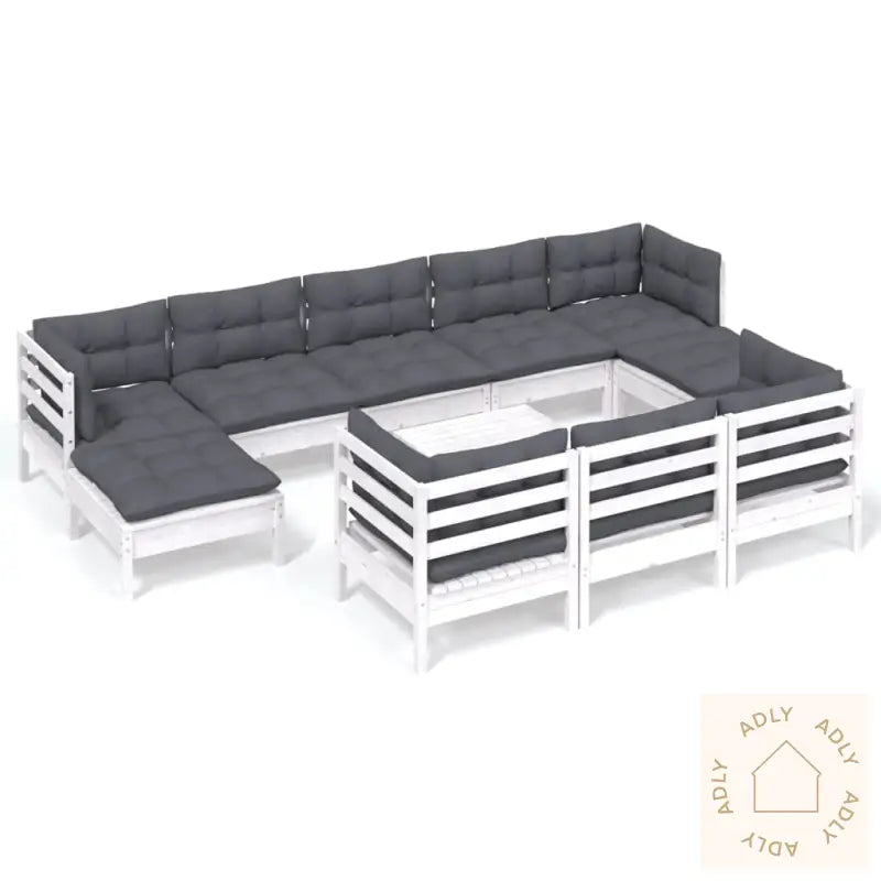 Hagesofagruppe Med Puter 11 Deler Hvit Heltre Furu