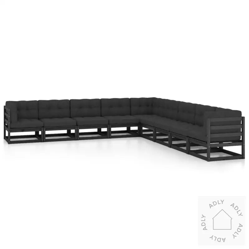 Hagesofagruppe Med Puter 9 Deler Svart Heltre Furu