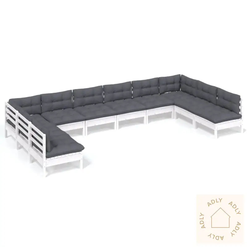 Hagesofagruppe Med Puter 10 Deler Hvit Heltre Furu