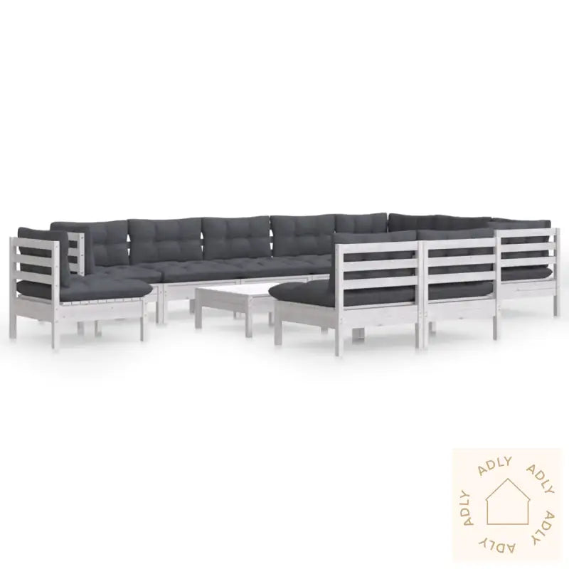 Hagesofagruppe Med Puter 11 Deler Hvit Heltre Furu