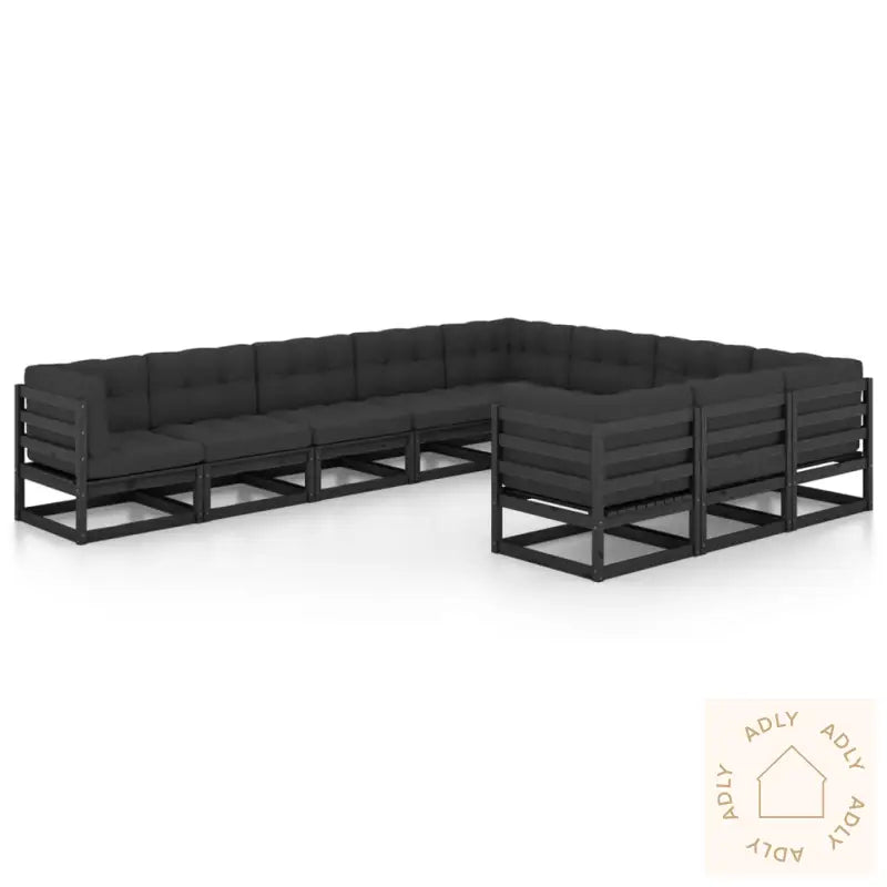 Hagesofagruppe Med Puter 10 Deler Svart Heltre Furu