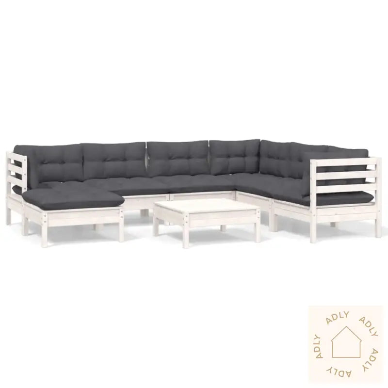 Hagesofagruppe Med Puter 8 Deler Hvit Heltre Furu