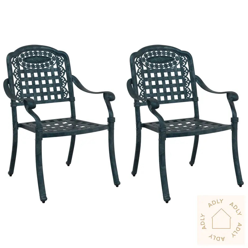 Hage Stoler 2 Stk Grønn Støpejern
