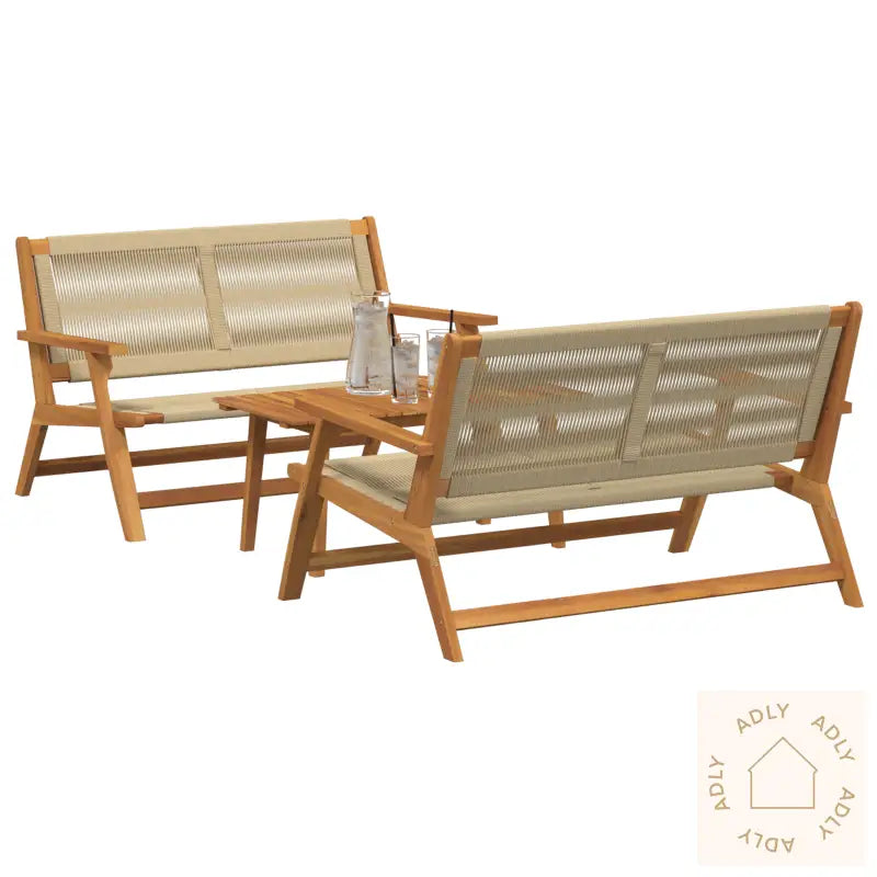 Hage Stoler Med Bord 3 Stk Beige Massivt Akasietre