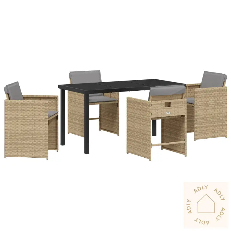 5-Delt Hagemiddagssett Med Puter Beige Poly-Rotting