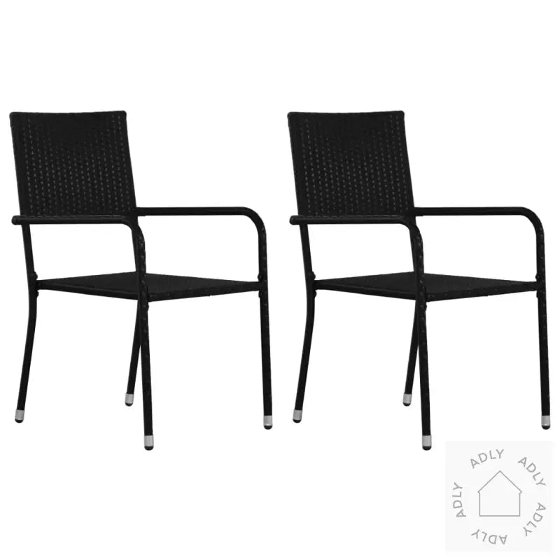 Hagespisestoler 2 Stk Stablebar Svart Polyrotting
