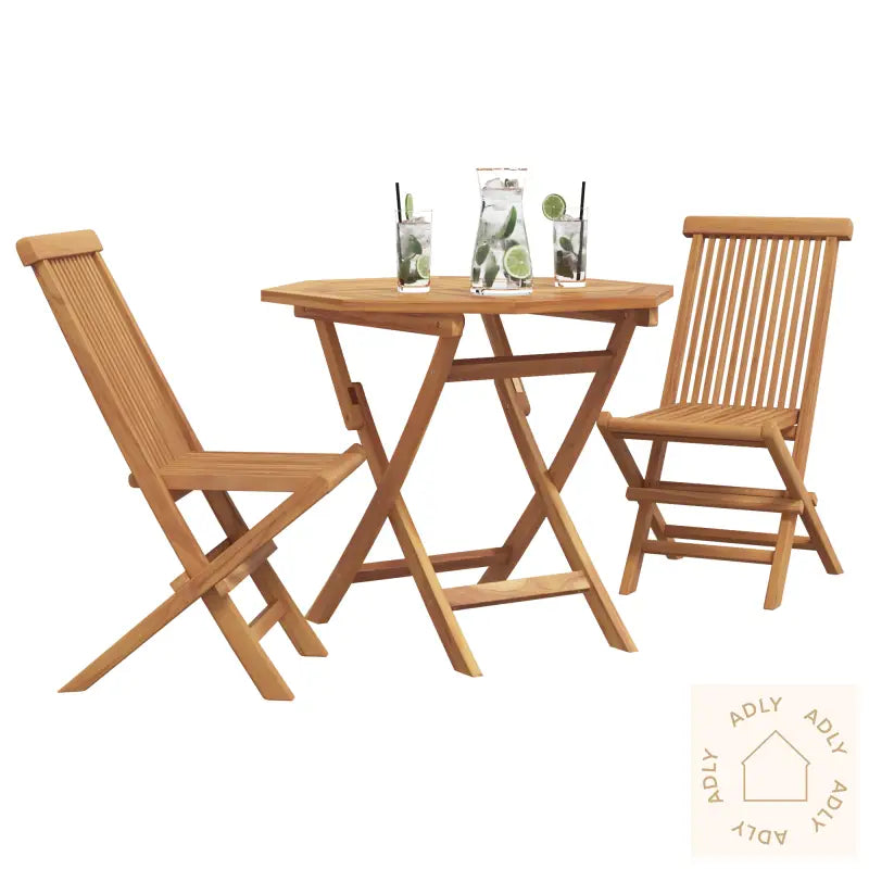 3-Delt Sammenleggbart Bistrosett I Solid Teak