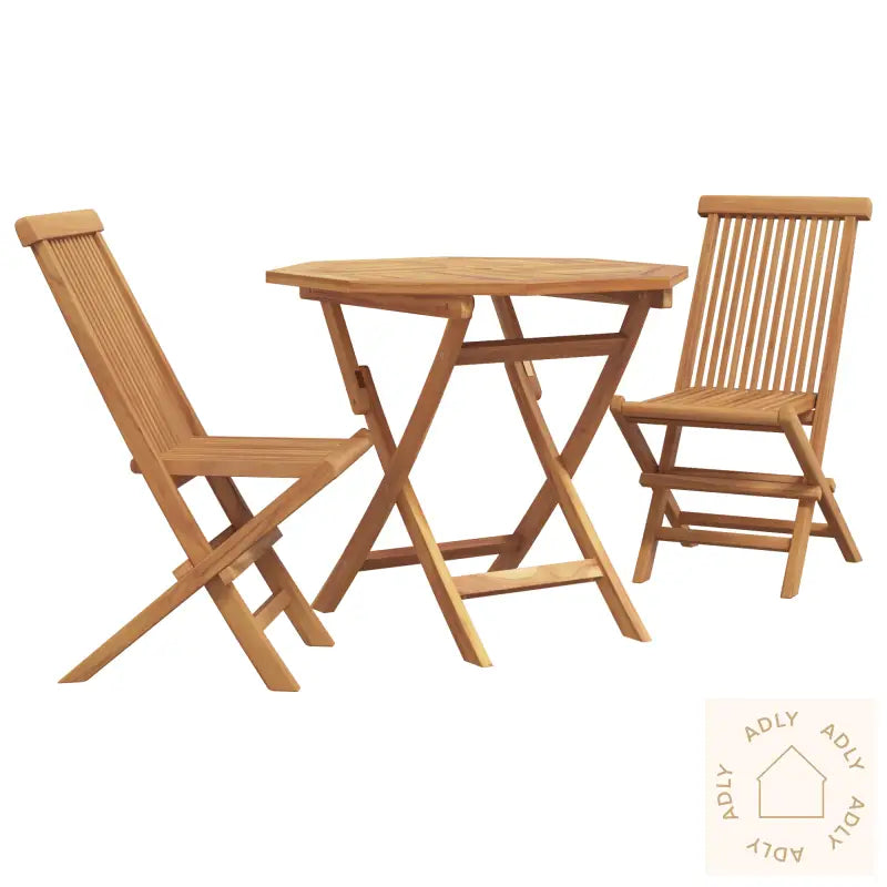 3-Delt Sammenleggbart Bistrosett I Solid Teak