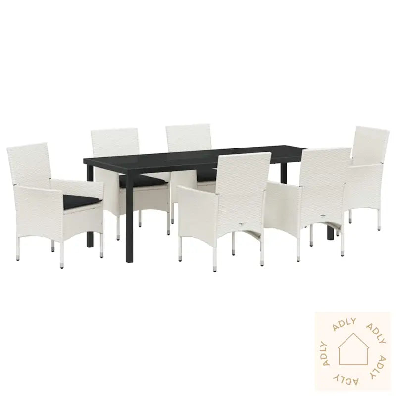7-Delt Hagegruppe Med Puter, Hvit Poly Rattan