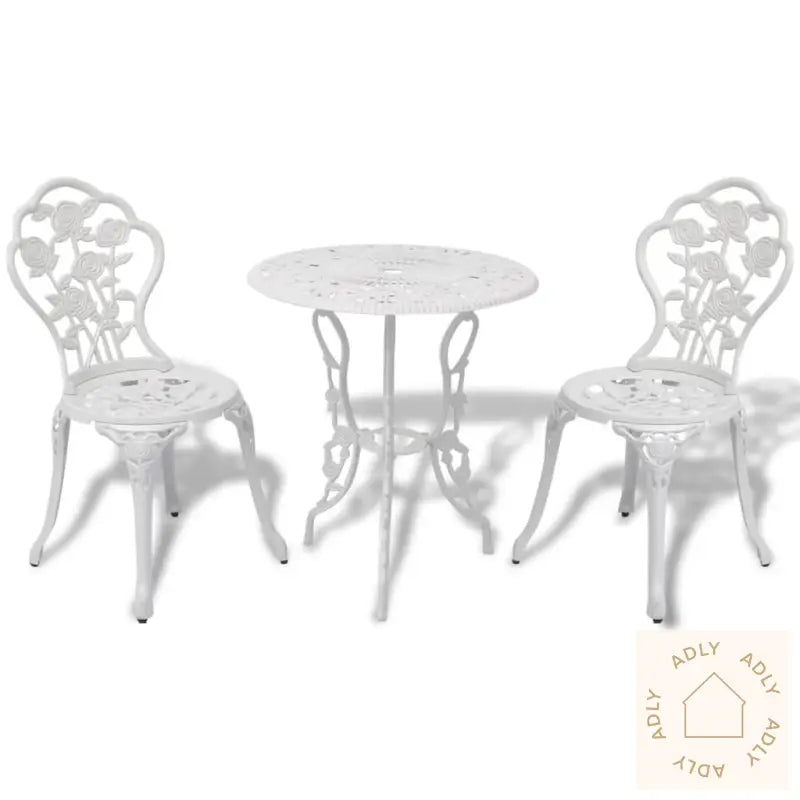 Bistrosett 3 Deler Støpt Aluminium Hvit
