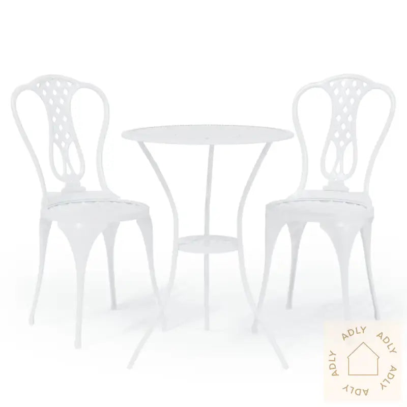 Bistrosett 3 Deler Støpt Aluminium Hvit