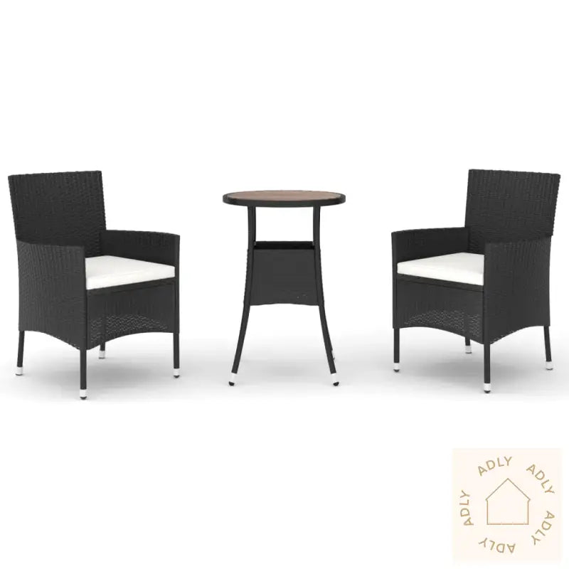 Hagebistrosett Med Puter 3 Deler Svart Polyrotting