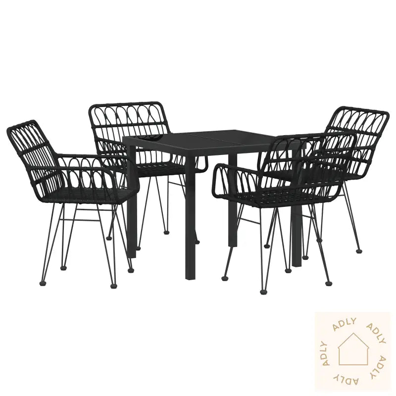 5-Delt Hagemøbelset Svart Poly Rattan