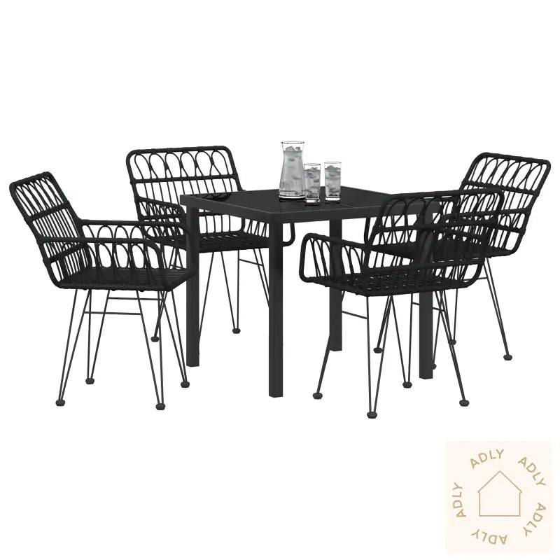 5-Delt Hagemøbelset Svart Poly Rattan