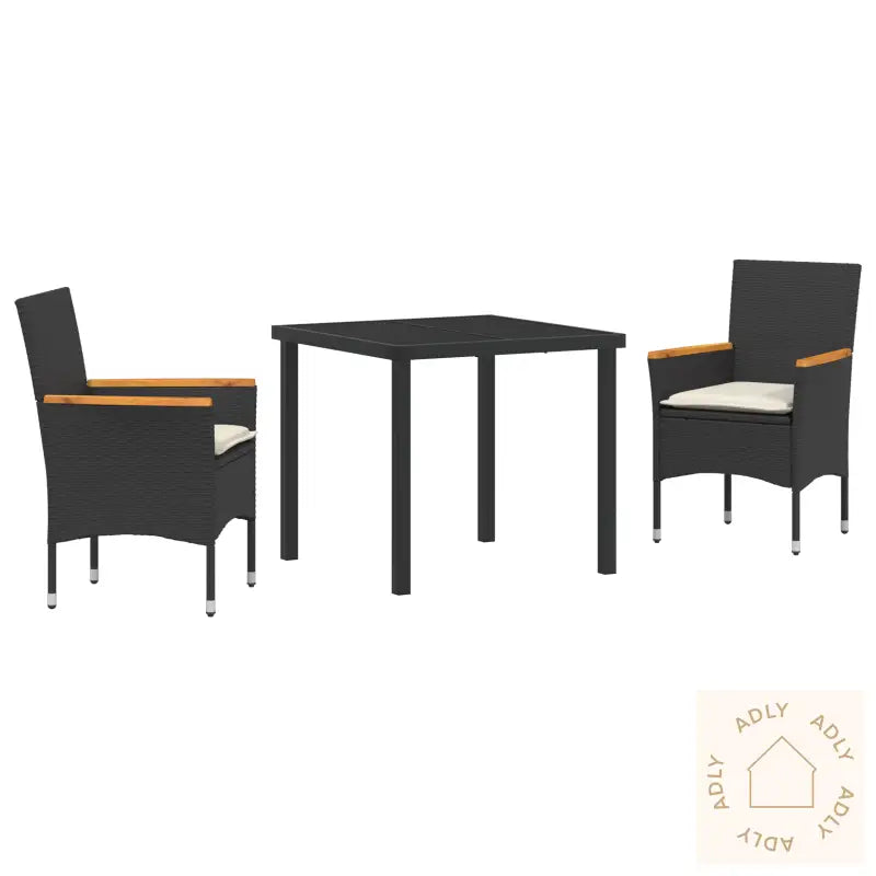 3-Delt Hagedining Sett Med Puter Svart Polyrotting