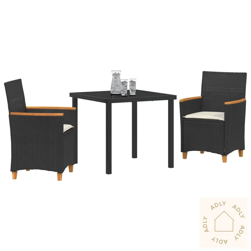 3 Delt Hagedining Set Med Puter Svart Polyrotting