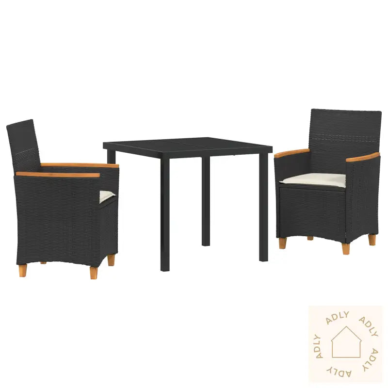 3 Delt Hagedining Set Med Puter Svart Polyrotting