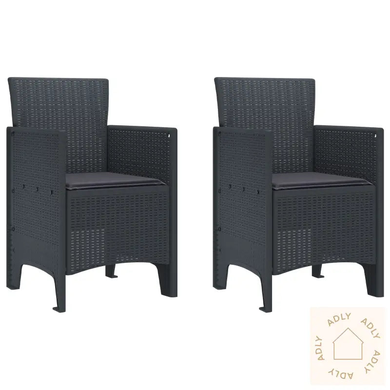 Hage Stoler Med Puter 2 Stk Antrasitt Poly Rattan