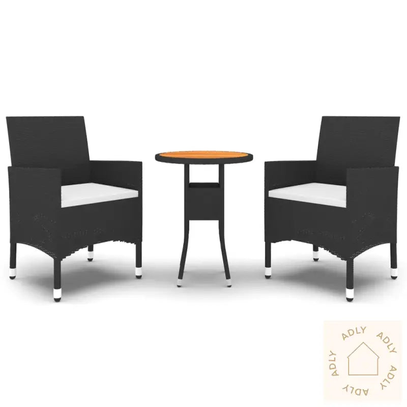 Hagebistrosett 3 Deler Polyrotting Og Heltre Svart