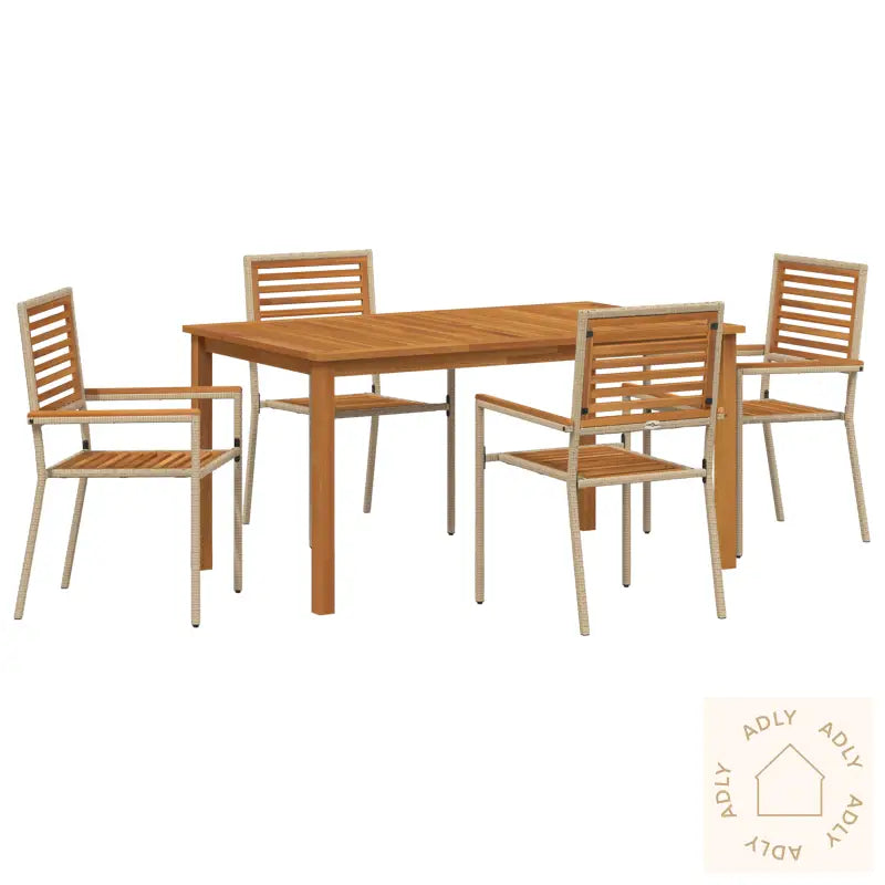5-Delt Hagesett I Beige Poly Rotting Akacia