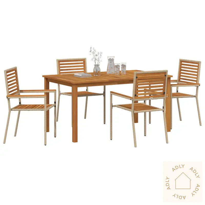 5-Delt Hagesett I Beige Poly Rotting Akacia