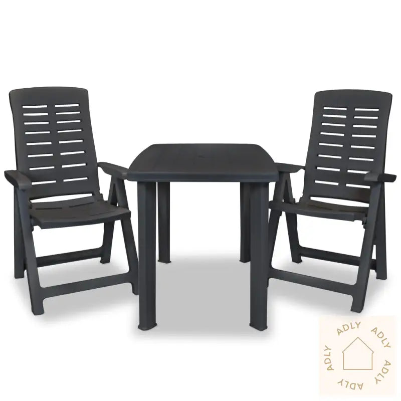 Bistrosett 3 Deler Plast Antrasitt