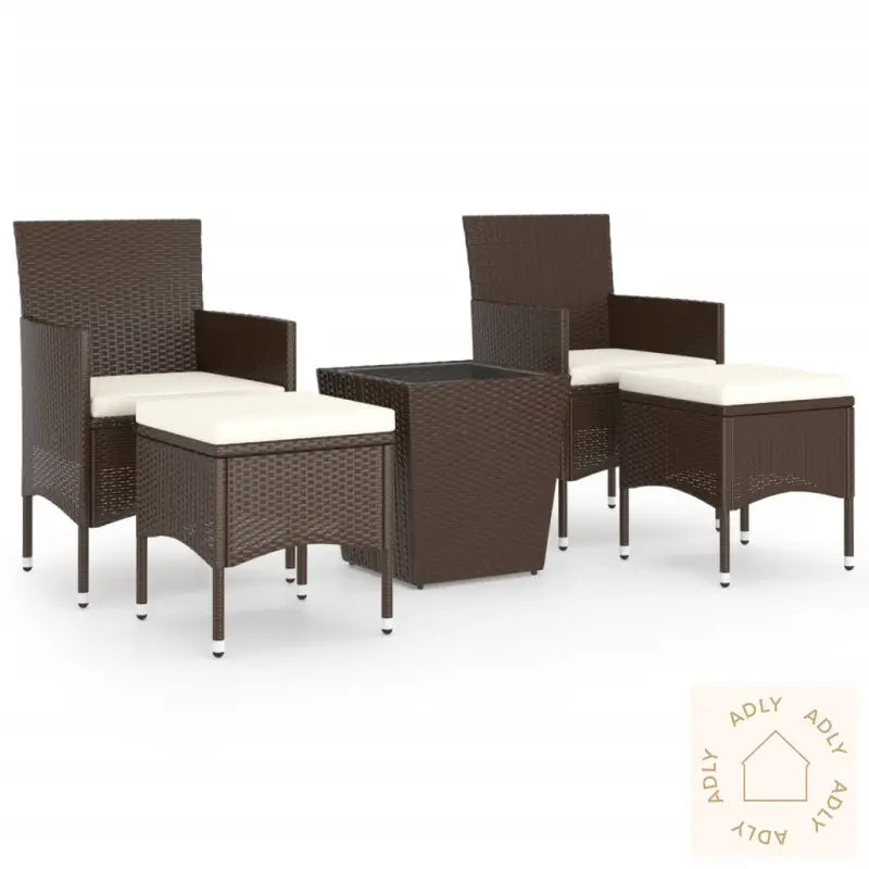 Hagebistrosett 5 Deler Polyrotting Og Herdet Glass Brun