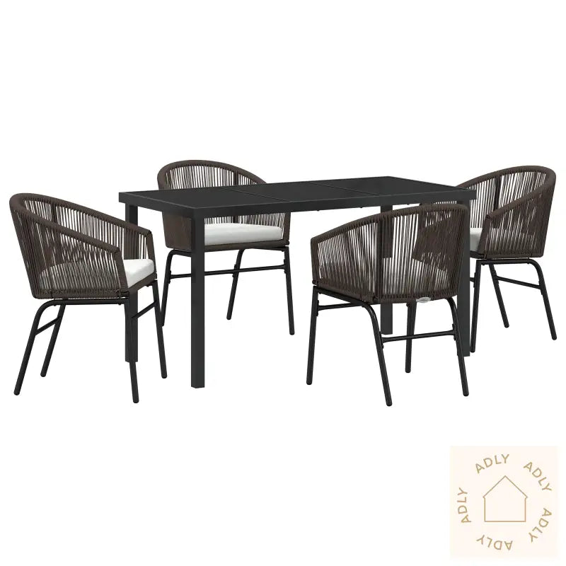 5 Delers Hagesett - Brun Poly Rattan