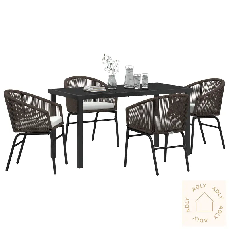5 Delers Hagesett - Brun Poly Rattan