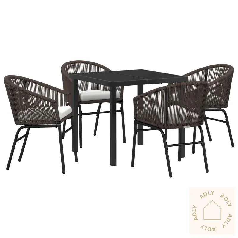 5 Deler Hagebordsett - Brun Poly Rattan