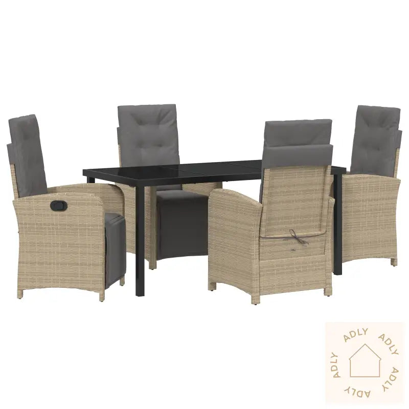 5-Delt Hage Spisegruppe Med Puter Beige Poly Rotting