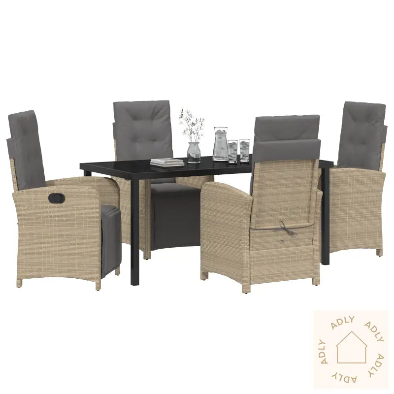5-Delt Hage Spisegruppe Med Puter Beige Poly Rotting