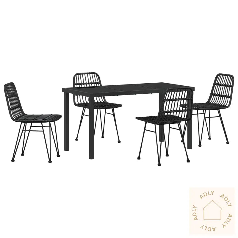5-Delt Hagespisestolsett Svart Poly Rattan