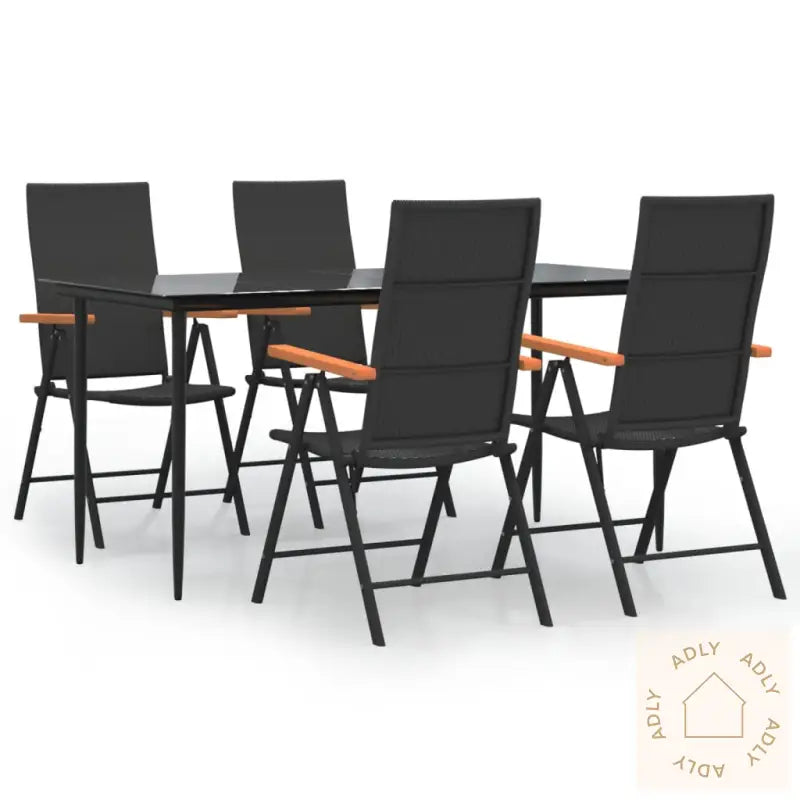 Hagespisegruppe 5 Deler Svart Og Brun Polyrotting